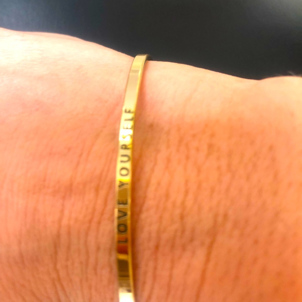 Love yourself brass bracelet, one size fits all, brand new,